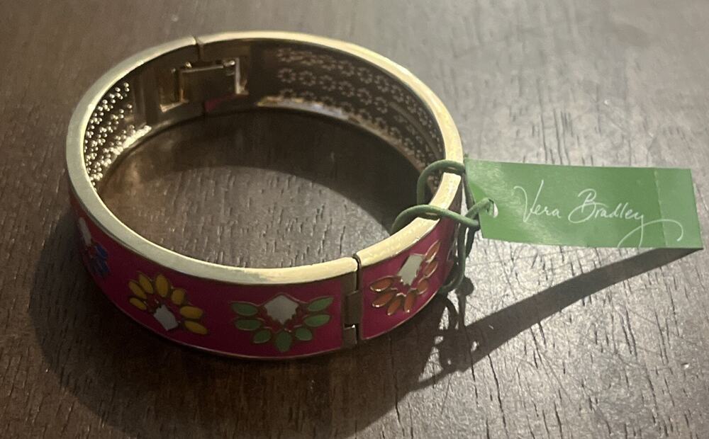 Vera Bradley Medium Bangle Bracelet, One Bracelet, Pink, Gold Tone With Rio $38